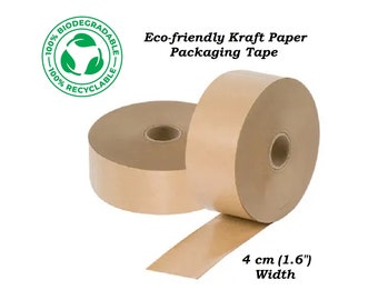 200 m (656 ft) Water-activated Kraft Paper Tape 4 cm (1.6"), eco-friendly Packaging Tape