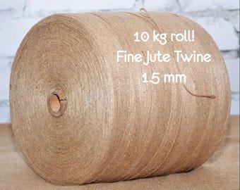10 kg (22 lb) 100% Natural Fine Jute Twine Rope 1,5 mm (0.06"), Twine Rustic Cord, Rustic Wedding Party Decoration, Wrapping Gifts