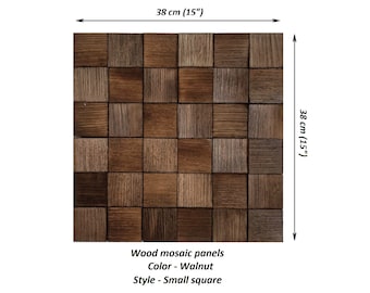 Walnut Rustic Wooden mosaic panels, Wood Wall Art, Sound Diffuser, Wooden Wall Decor, Wooden Wall Tiles