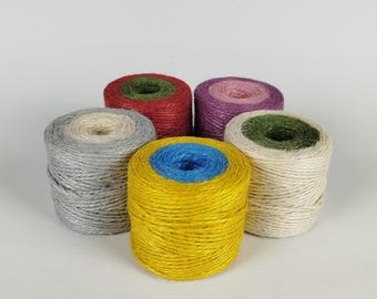 2 mm 100% Natural Bicolored Fine Jute Twine, roll 90m (295ft), Twine for crochet, Rustic Wedding Party Decoration, Wrapping Gifts