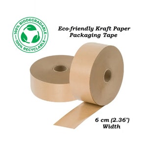 200 m (656 ft) Water-activated Kraft Paper Tape 6 cm (2.36"), eco-friendly Packaging Tape