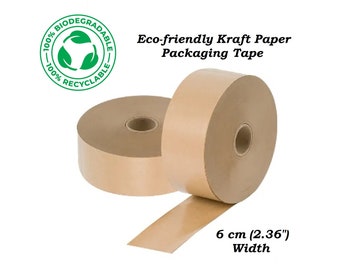 200 m (656 ft) Water-activated Kraft Paper Tape 6 cm (2.36"), eco-friendly Packaging Tape