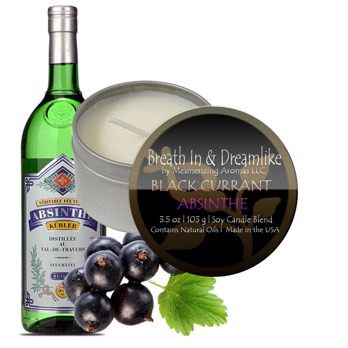 3.5 oz Black Currant Absinthe Travel Candle Etsy