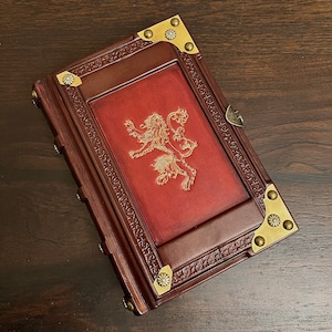 Medieval styled leather journal - Heraldic book - Royal sketchbook - Lion coat of arms - Fantasy journal - Magician book image 7