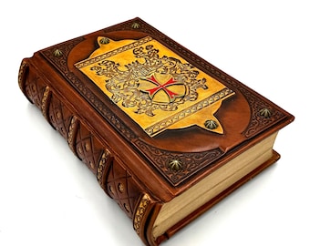 Medieval Leather Journal - Templar Cross, Embossed Heraldic Book