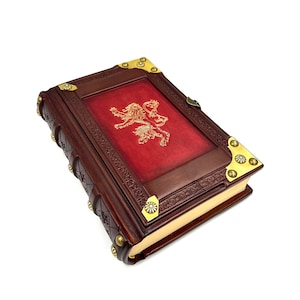 Medieval styled leather journal - Heraldic book - Royal sketchbook - Lion coat of arms - Fantasy journal - Magician book image 2
