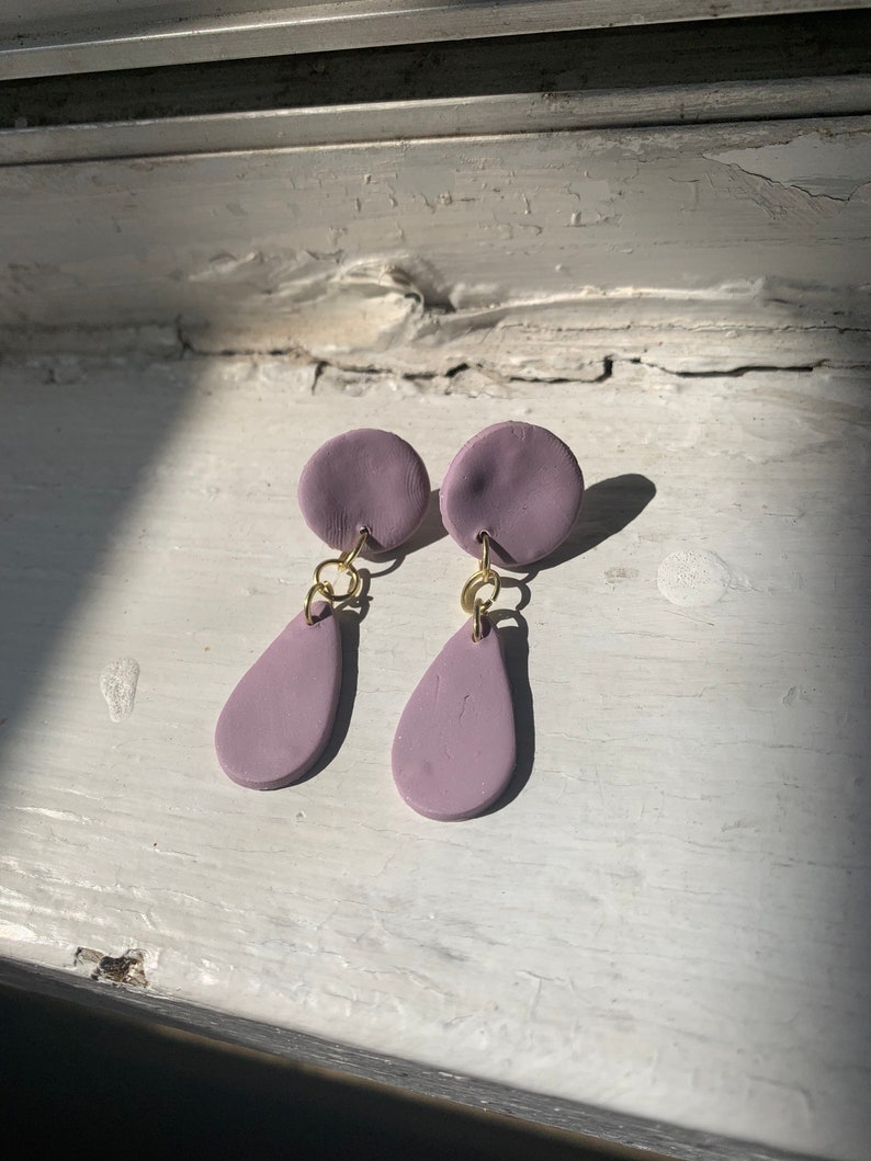 Polymer Clay Earrings Violet /& Lavender Handmade