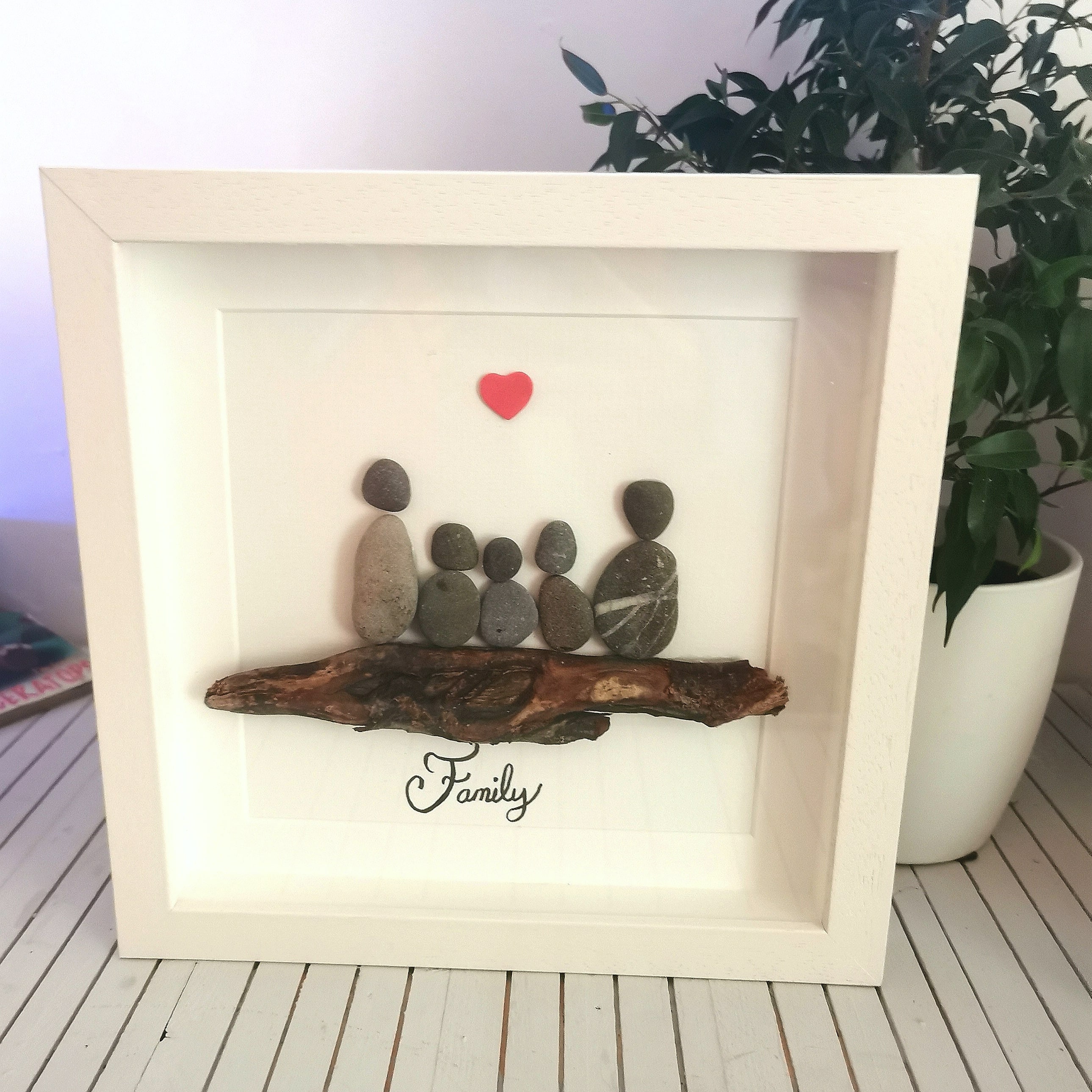 Family pebble art frame Etsy