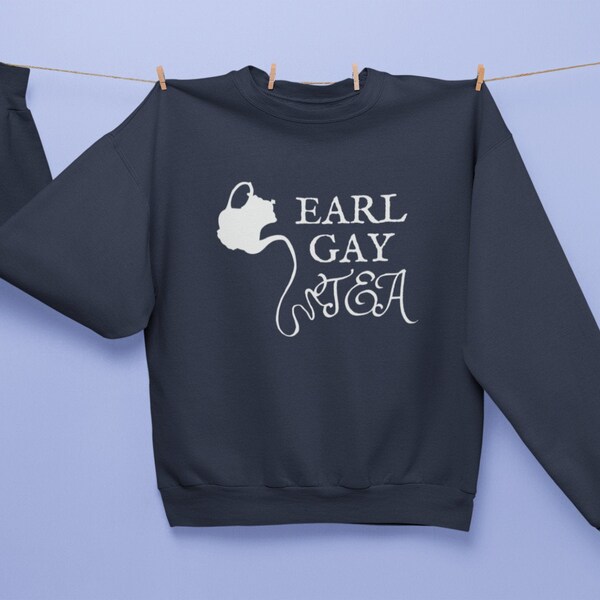 Earl Gay Tea Sweater, Gay Sweater, Tea Lovers, White Jumper, Gifts For LGBT, Earl Grey Tea, Cute Pullovers, Navy Blue Sweatshirt