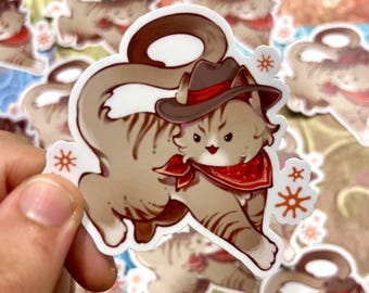 Autocollant Chat Cowboy | Autocollant Chaton | Autocollant Animal Mignon | Autocollant Ordinateur Portable | Autocollant Vinyle