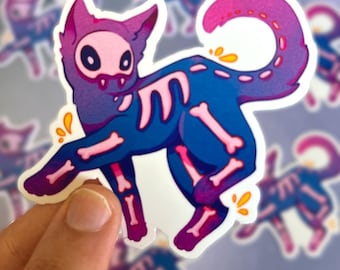 Skeleton Cat Sticker | Cat Sticker | Cute Animal Sticker | Laptop Sticker | Vinyl Sticker