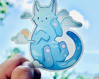 Pegatina de gato en el cielo / Pegatina de gatito / Pegatina de animalito adorable / Pegatina para portátil / Pegatina de vinilo