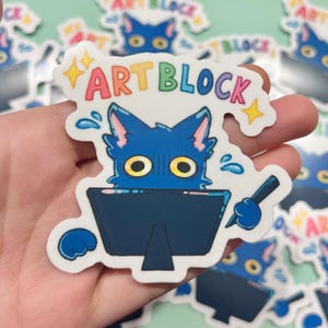 Pegatina de gato Artblock / Pegatina para portátil / Pegatina de vinilo