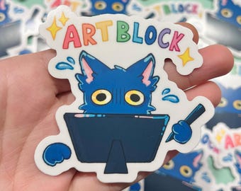 Artblock Cat Sticker | Laptop Sticker | Vinyl Sticker