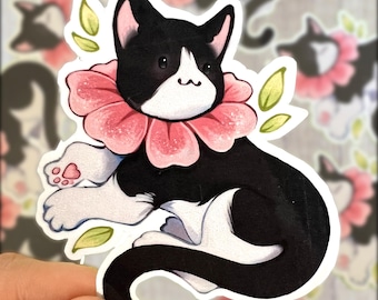 Flower Cat Sticker | Kitten Sticker | Cute Animal Sticker | Laptop Sticker | Vinyl Sticker