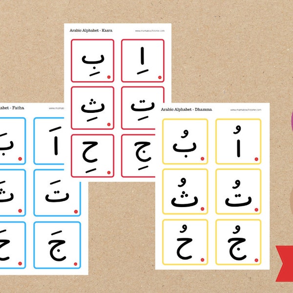 Arabic Short Vowel Flashcards // Quran // Arabic for kids // digital download // Arabic alphabet flashcards