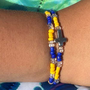 Beaded Cross Bracelet Set, Customizable