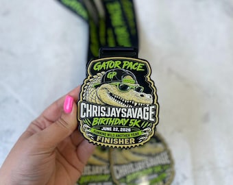 Custom Black Metal Medal, Personalized Race, Marathon & 5K Finisher Awards, Small and Bulk Orders