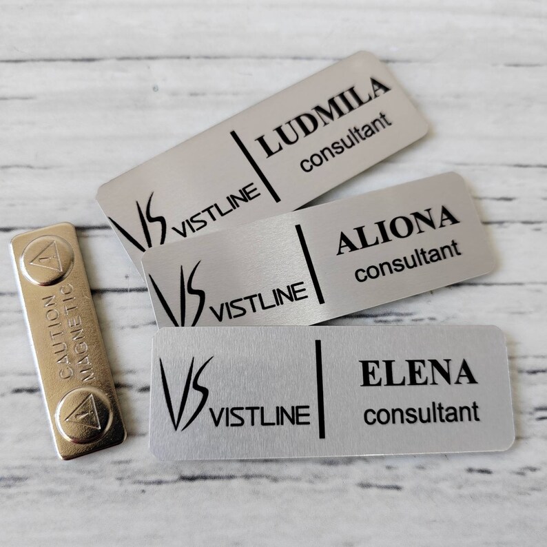 Vip Name Tags Example Personalized Aluminum Name Badge, Custom Engraved Logo, Magnetic ...