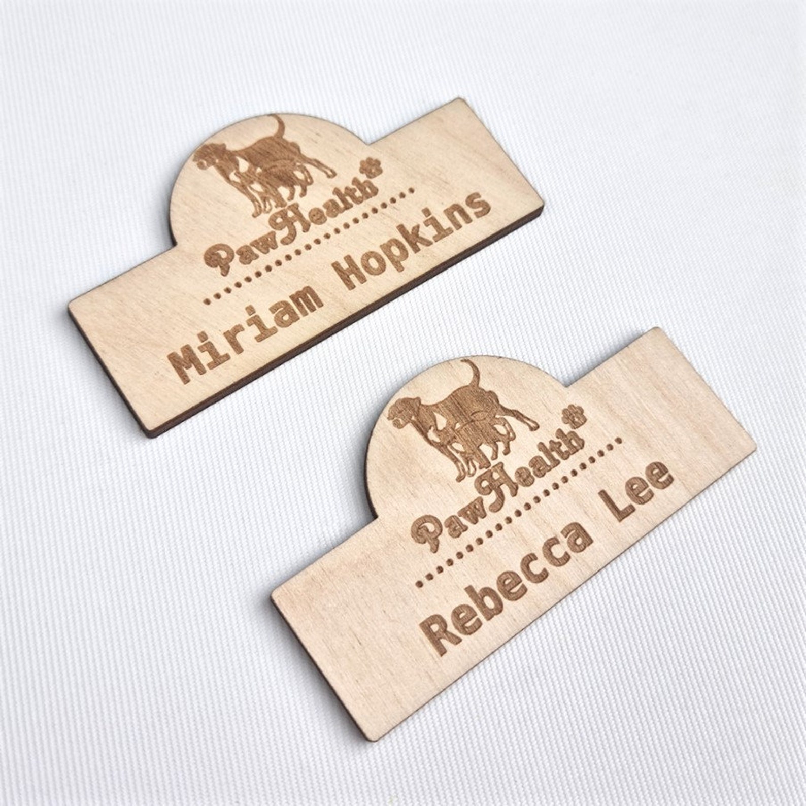 Personalized Wooden Name Tag Wood Engraved Name Badge - Etsy
