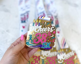 Custom Birthday 5K Medal, Personalized Runner Finisher Award, Acrylic Aluminium Race Prize