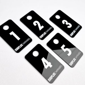 Personalized Modern Dressing Room Number, Acrylic Wardrobe Tag Sign, Wooden Tag with Logo, Hotel Room Numbers, Cloakroom Numbers