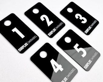 Personalized Acrylic Room Number Tag, Engraved Wooden Logo, Modern Sign