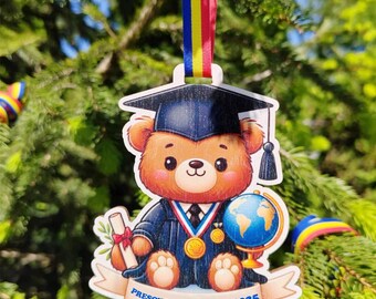 Médaille ours diplômée préscolaire personnalisée, contreplaqué gravé personnalisé