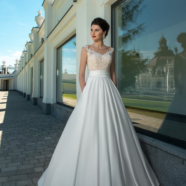 A Line Wedding Dress - Etsy
