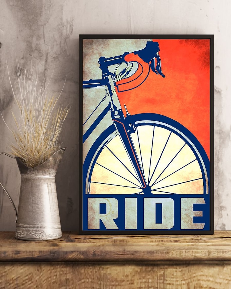 Ride Bicycle Poster Cycling Poster Vintage Bike Poster Etsy