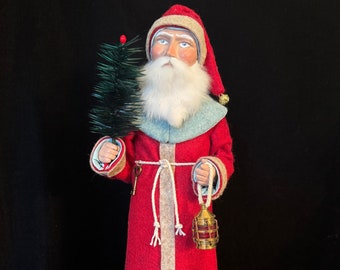 13” Antique German (replica) Santa Candy Container with Lantern