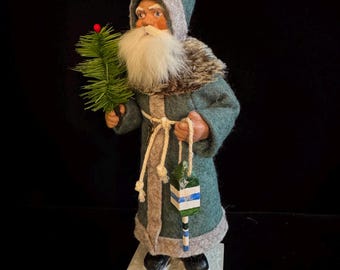 Reproduction of Antique German Santa Woodsman Candy Container With Lobster Buoy Handcrafted
