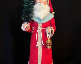 13” Antique German (replica) Santa Candy Container with Lantern