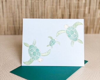Sea Turtle Gifts - Sea Turtle Watercolor - Card and Gift - Card and Envelope - Ocean Art - Ocean Painting - Greeting Card Set - Nautical
