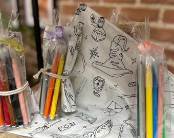 Placemats en stiften Kleurplacemats Kinderplacemats Kinderkleurplacemats Wasbare placemats Set placemats en stiften