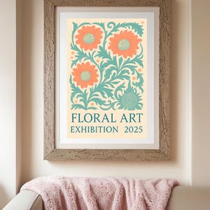 William Morris Inspired Vintage Floral Poster – Botanical Wall Art Digital Download