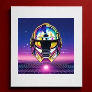 Daft Punk Helmet Print: Retro-Futuristic Cyberpunk Wall Art (Digital Download)