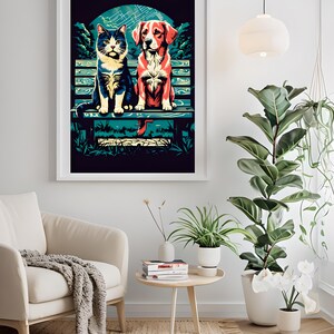 Whimsical Pet Friends Wall Art - Digital Download for Animal Lovers