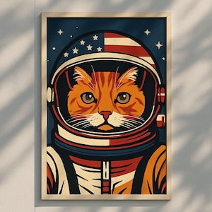 Cosmic Kitty Astronaut Art Print: Whimsical Galaxy Cat for Kids (Digital Download)