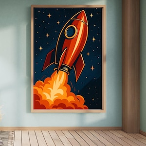 Futuristic Prints | Rocket Prints | Retro Wall Art | Futuristic Art | Retro Wall Art Prints | Home Decor | Space Art | Space Rocket Prints