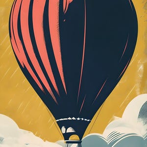 Hot Air Balloon Print | Adventure Wall Art | Nursery Decor Digital Download | Retro Travel Poster | Printable Sky Art | Instant Download