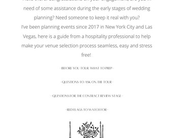 Wedding Venue Tour Checklist and Questionnaire