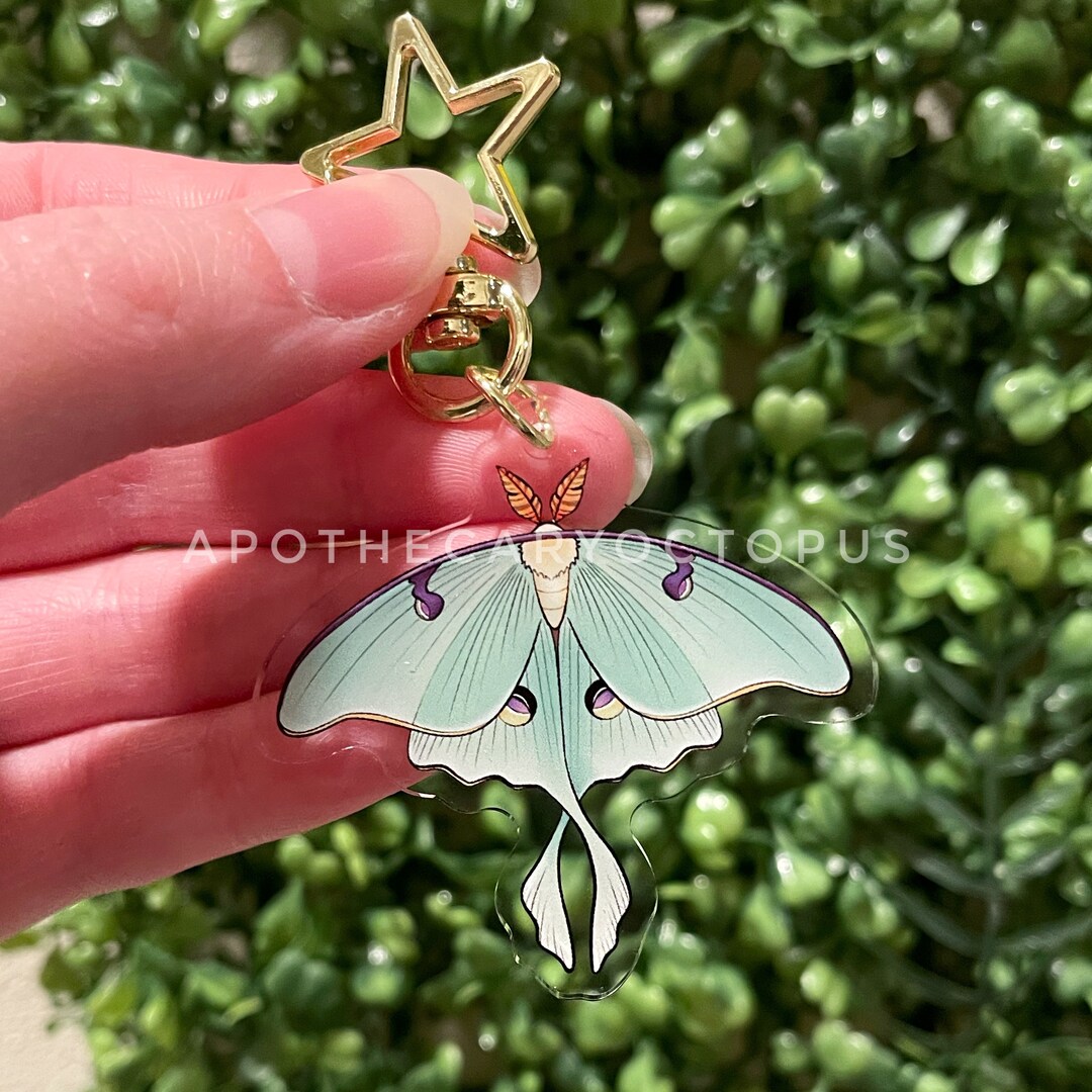 Luna Moth Charm 2 Insect Keychain Etsy