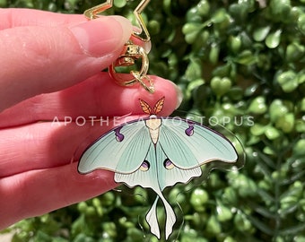 Luna Moth Charm | 2" Insect Keychain