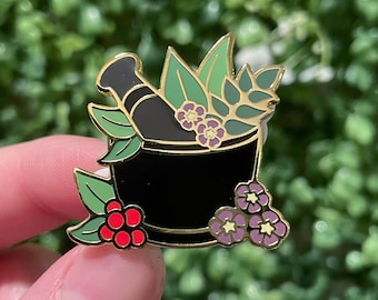 Mortar and Pestle Mini Enamel Pin | Cryptic Grove Series