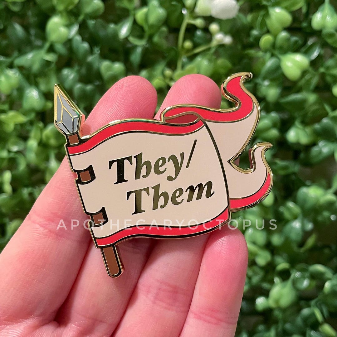 Pronoun Banner Enamel Pins | 6 Options - Etsy