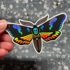 Holographic DeathHead Motten Sticker | 3 Zoll Sticker | Regenbogen | Vinyl Sticker