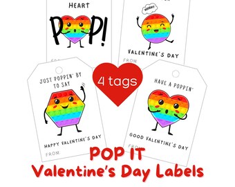 POP IT Valentine's Day Gift Label Tags | V-Day Kids Fidget Gift Cards | Instant Download Printable