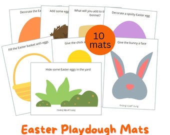 EASTER PLAYDOUGH MATS | Printable Playdoh Mats | Eggs, Nest, Bunny, Chick, Basket, Egg Hunt + More