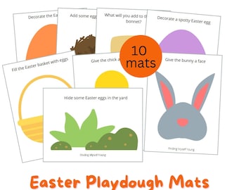 EASTER PLAYDOUGH MATS | Printable Playdoh Mats | Eggs, Nest, Bunny, Chick, Basket, Egg Hunt + More